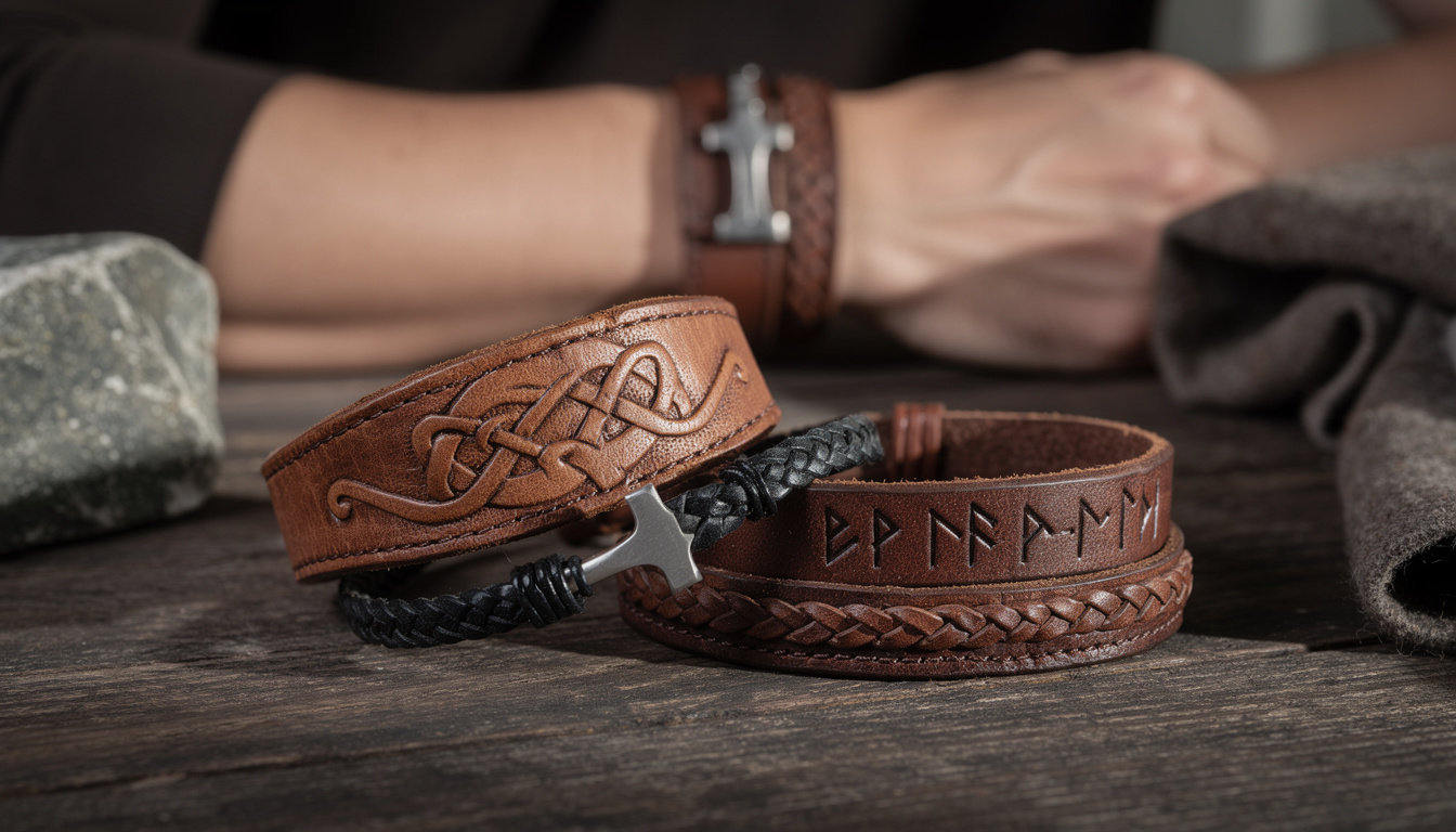 Bracelet en cuir viking pour homme : styles, symboles et conseils de choix découvrez les styles de bracelets vikings en cuir pour homme, la signification de leurs symboles et nos conseils pour choisir le modèle idéal.
